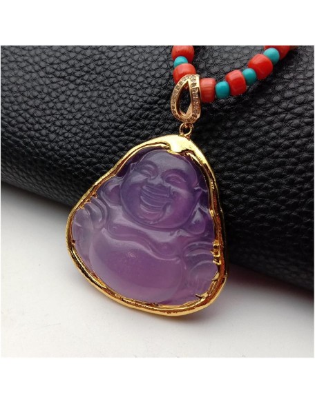 Women's Necklaces White Pearl Red Coral Blue Turquoise Necklace Purple Jade Buddha Pendant Women's Necklaces White Pearl Red Coral Blue Turquoise Necklace Purple Jade Buddha Pendant