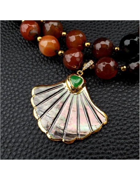 Women's Necklaces Statement Necklace 2 Rows Magic Agate Green Jade Buddha Black Shell Pendant Necklace 18inch Women's Necklaces Statement Necklace 2 Rows Magic Agate Green Jade Buddha Black Shell Pendant Necklace 18inch