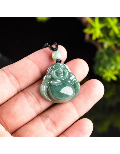 Natural A-goods Jadeite Oil Green Buddha Pendant Necklace (with lanyard) for Women Yoga Genuine Jade Natural A-goods Jadeite Oil Green Buddha Pendant Necklace (with lanyard) for Women Yoga Genuine Jade