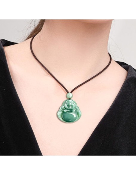 Natural A-goods Jadeite Oil Green Buddha Pendant Necklace (with lanyard) for Women Yoga Genuine Jade Natural A-goods Jadeite Oil Green Buddha Pendant Necklace (with lanyard) for Women Yoga Genuine Jade