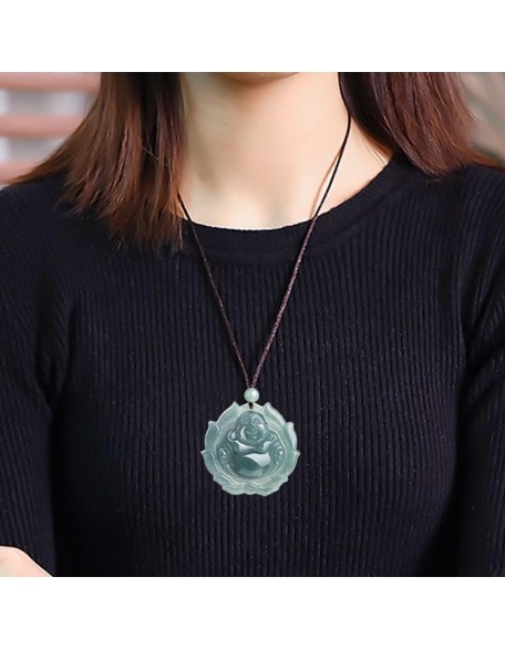 Natural A-Goods Jadeite Blue Water Big Belly Maitreya Buddha Pendant Necklace (Send Lanyard) for Women Yoga Genuine Jade Natural A-Goods Jadeite Blue Water Big Belly Maitreya Buddha Pendant Necklace (Send Lanyard) for Women Yoga Genuine Jade