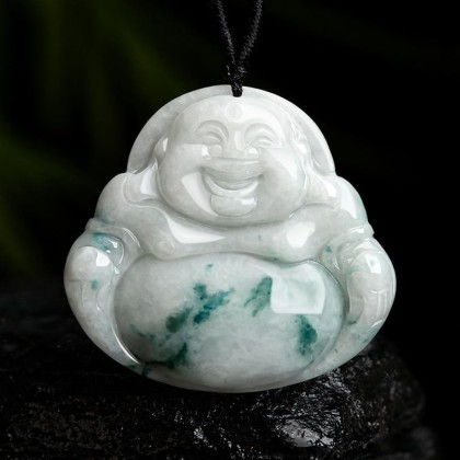 Natural A-goods Jadeite Big-bellied Maitreya Buddha Pendant Necklace (with lanyard) for Women Yoga Genuine Jade