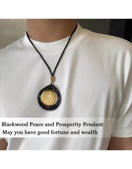 Meditation Buddha Necklace for Men Women, Ebony Wood Tibetan Buddhist Bodhisattva Amulet Pendant, Handmade Wood Carving Necklace, Spiritual Gift, Gifts for Buddhist Meditation Buddha Necklace for Men Women, Ebony Wood Tibetan Buddhist Bodhisattva Amulet Pendant, Handmade Wood Carving Necklace, Spiritual Gift, Gifts for Buddhist