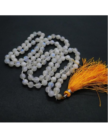 White Rainbow 108 Mala Necklace|108 Prayer Beaded Mala Necklace| Hand knotted Mala | Japa Mala| 6mm Round Beads| Meditation Tassel White Rainbow 108 Mala Necklace|108 Prayer Beaded Mala Necklace| Hand knotted Mala | Japa Mala| 6mm Round Beads| Meditation Tassel