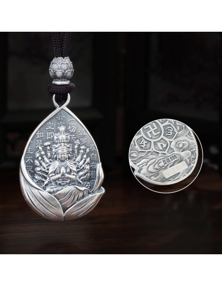 Amulet Buddha Necklace 999 Sterling Silver Bodhisattva Lucky Pendant Peaceful Health Jewellery For Holidays Home Blessings Gifts Bring Luck Amulet Buddha Necklace 999 Sterling Silver Bodhisattva Lucky Pendant Peaceful Health Jewellery For Holidays Home Blessings Gifts Bring Luck
