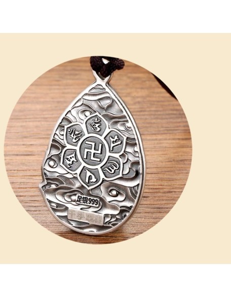 Amulet Buddha Necklace 999 Sterling Silver Buddhist Lucky Pendant Suitable For Holidays Home Gifts Prevent Allergy Amulet Buddha Necklace 999 Sterling Silver Buddhist Lucky Pendant Suitable For Holidays Home Gifts Prevent Allergy