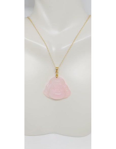 PINK Jade Buddha Yellow Gold-Plated Pendant/Necklace 16" - 2" Extended Chain. Pink Jade BUDDHA Pendant in 925 Silver over Gold Plated chain. Jade Pink Buddha LOVER. PINK Jade Buddha Yellow Gold-Plated Pendant/Necklace 16" - 2" Extended Chain. Pink Jade BUDDHA Pendant in 925 Silver over Gold Plated chain. Jade Pink Buddha LOVER.