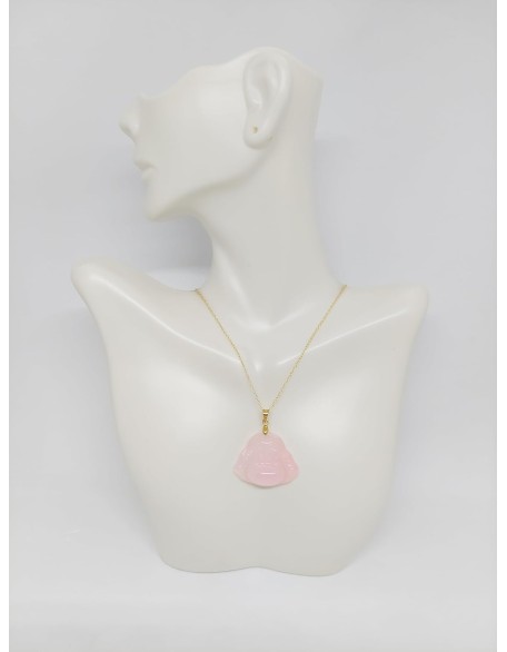 PINK Jade Buddha Yellow Gold-Plated Pendant/Necklace 16" - 2" Extended Chain. Pink Jade BUDDHA Pendant in 925 Silver over Gold Plated chain. Jade Pink Buddha LOVER. PINK Jade Buddha Yellow Gold-Plated Pendant/Necklace 16" - 2" Extended Chain. Pink Jade BUDDHA Pendant in 925 Silver over Gold Plated chain. Jade Pink Buddha LOVER.