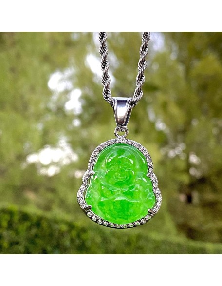 Jade Necklace for Men And Women Ice Laughing Buddha Green Jade Pendant Necklace Rope Chain Authentic Certified Grade A Jadeite Jade Necklace for Men And Women Ice Laughing Buddha Green Jade Pendant Necklace Rope Chain Authentic Certified Grade A Jadeite