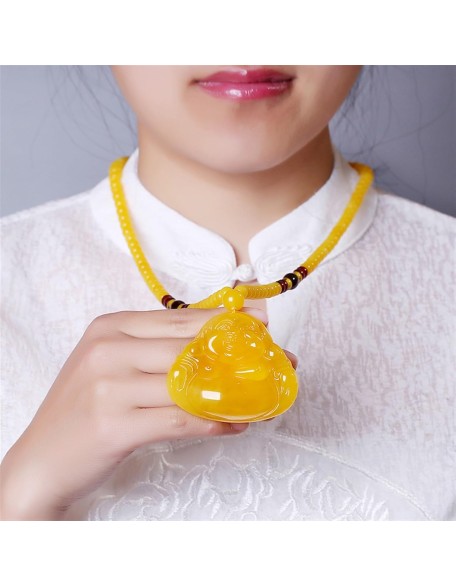 Jade Necklaces for Women Men, Maitreya Buddha Carved Pendant Laughing Buddha Chain Jewelry Jade Necklaces for Women Men, Maitreya Buddha Carved Pendant Laughing Buddha Chain Jewelry
