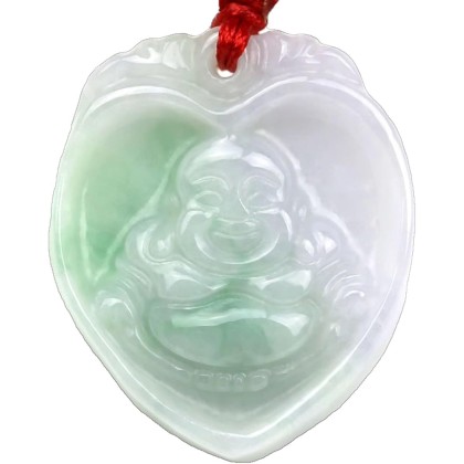 Jade Necklaces for Women Men, Natural A-grade Jadeite Buddha Pendant Maitreya Laughing Buddha Jade Necklace