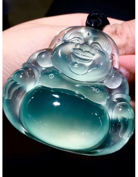 Jade Necklaces for Women Men, Jade Buddha Laughing Buddha Ice Buddha Jade Pendant Jewelry