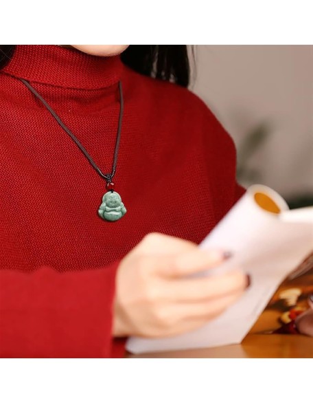 Jade Pendants for Women and Men, Laughing Buddha Pendant Necklace Green Jade Gemstone Lucky Amulet Jewelry Jade Pendants for Women and Men, Laughing Buddha Pendant Necklace Green Jade Gemstone Lucky Amulet Jewelry