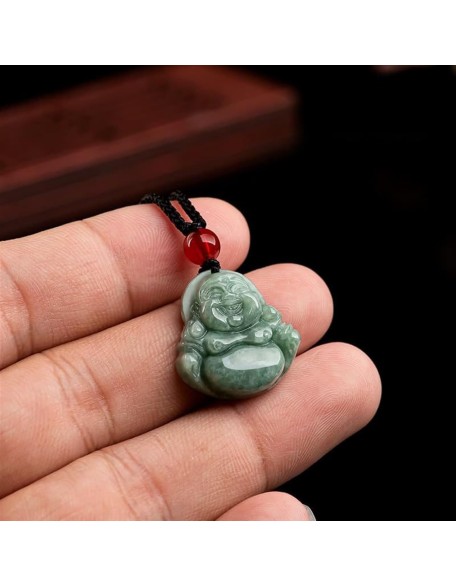 Jade Pendants for Women and Men, Laughing Buddha Pendant Necklace Green Jade Gemstone Lucky Amulet Jewelry Jade Pendants for Women and Men, Laughing Buddha Pendant Necklace Green Jade Gemstone Lucky Amulet Jewelry