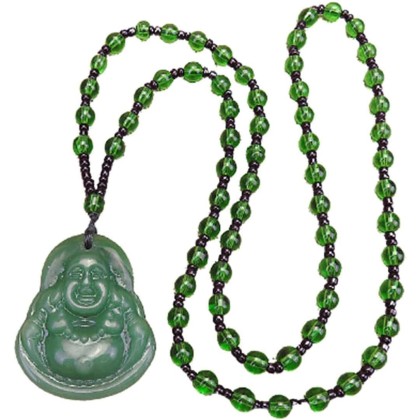 Jade Pendants for Women and Men, Laughing Buddha Pendant Necklace Green Jade Buddha Gemstone Lucky Amulet Jewelry