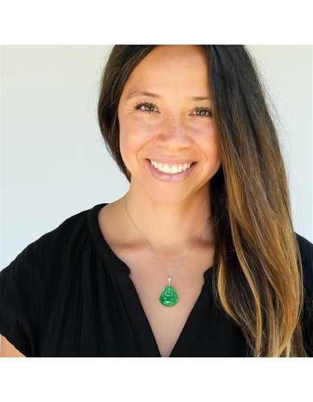 Jade Necklaces for Women Men, Sterling Silver Happy Buddha Real Jade Pendant (Green Jade) Jade Necklaces for Women Men, Sterling Silver Happy Buddha Real Jade Pendant (Green Jade)