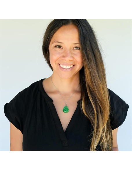 Jade Necklaces for Women Men, Sterling Silver Happy Buddha Real Jade Pendant (Green Jade) Jade Necklaces for Women Men, Sterling Silver Happy Buddha Real Jade Pendant (Green Jade)
