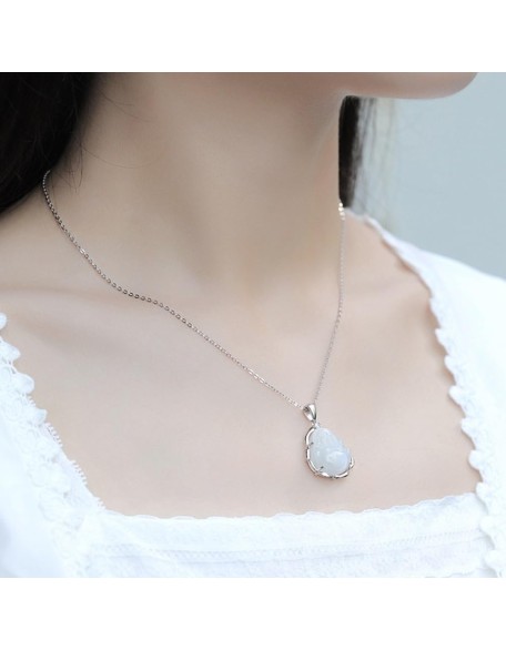 Jade Pendant for Men and Women, Silver Inlay Laughing Buddha Necklace, Silver Pendant, White Crystal Laughing Buddha Pendant Necklace Jade Pendant for Men and Women, Silver Inlay Laughing Buddha Necklace, Silver Pendant, White Crystal Laughing Buddha Pendant Necklace