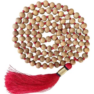  Sandalwood 108 Mala Necklace|108 Prayer 10mm Beaded Mala Necklace| Hand knotted Mala Bracelet | Japa Mala| Round Beads| Meditation Tassel