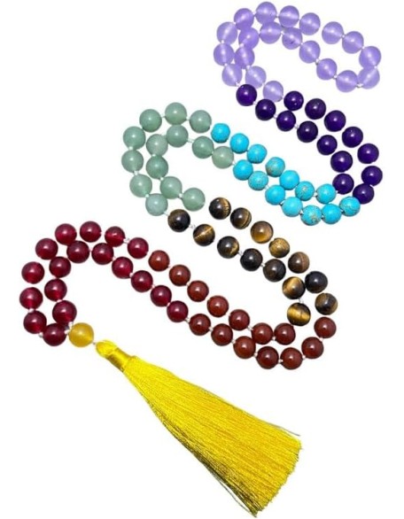 7 Chakra Mala Beads Necklace 108 Mala Prayer 10mm Knotted Energy Protection Balance Necklace Healing Meditation Tassel Japa Mala 7 Chakra Mala Beads Necklace 108 Mala Prayer 10mm Knotted Energy Protection Balance Necklace Healing Meditation Tassel Japa Mala
