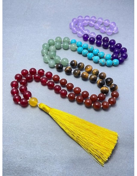 7 Chakra Mala Beads Necklace 108 Mala Prayer 10mm Knotted Energy Protection Balance Necklace Healing Meditation Tassel Japa Mala 7 Chakra Mala Beads Necklace 108 Mala Prayer 10mm Knotted Energy Protection Balance Necklace Healing Meditation Tassel Japa Mala