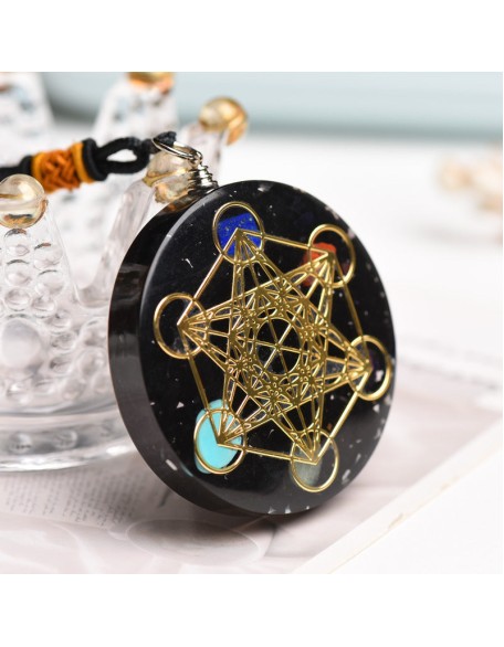 Black Tourmaline Metatron’s Cube Orgonite Protection Necklace Black Tourmaline Metatron’s Cube Orgonite Protection Necklace