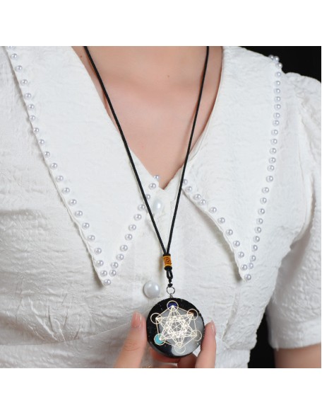 Black Tourmaline Metatron’s Cube Orgonite Protection Necklace Black Tourmaline Metatron’s Cube Orgonite Protection Necklace