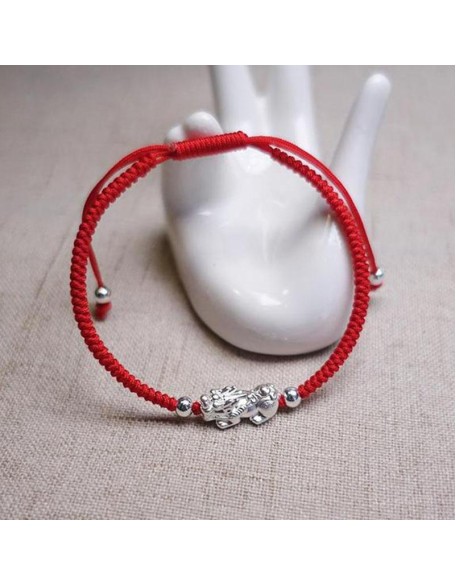 Red String Silver Pixiu Bracelet - Attract Windfall Luck Red String Silver Pixiu Bracelet - Attract Windfall Luck