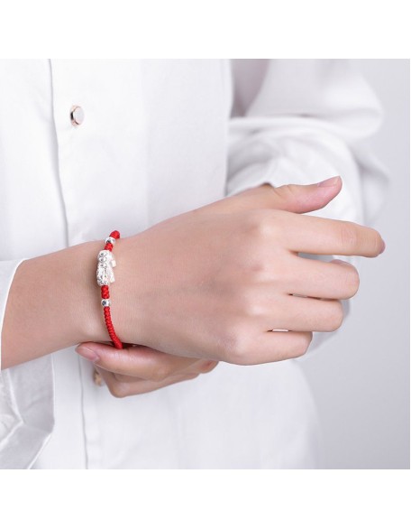 Red String Silver Pixiu Bracelet - Attract Windfall Luck Red String Silver Pixiu Bracelet - Attract Windfall Luck