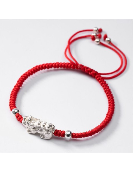 Red String Silver Pixiu Bracelet - Attract Windfall Luck Red String Silver Pixiu Bracelet - Attract Windfall Luck