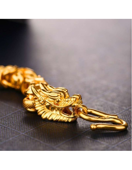 Double-Headed Golden Dragon Bracelet - Success & Fortune Double-Headed Golden Dragon Bracelet - Success & Fortune