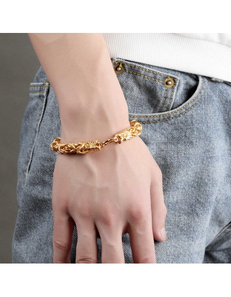 Double-Headed Golden Dragon Bracelet - Success & Fortune Double-Headed Golden Dragon Bracelet - Success & Fortune