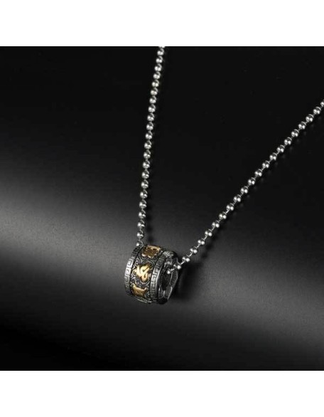 Titanium Steel Buddhist Mantra Necklace - Six True Words Titanium Steel Buddhist Mantra Necklace - Six True Words