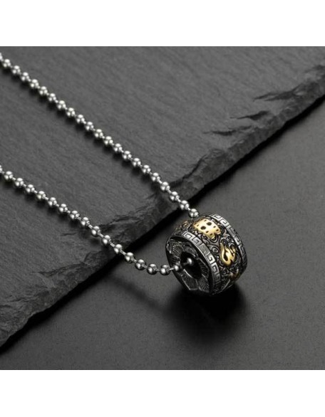 Titanium Steel Buddhist Mantra Necklace - Six True Words Titanium Steel Buddhist Mantra Necklace - Six True Words