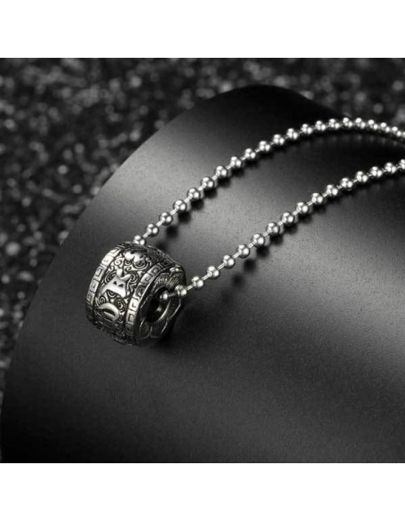 Titanium Steel Buddhist Mantra Necklace - Six True Words Titanium Steel Buddhist Mantra Necklace - Six True Words