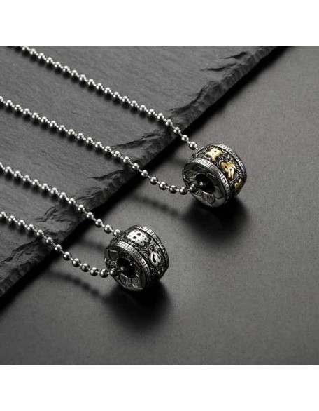 Titanium Steel Buddhist Mantra Necklace - Six True Words Titanium Steel Buddhist Mantra Necklace - Six True Words