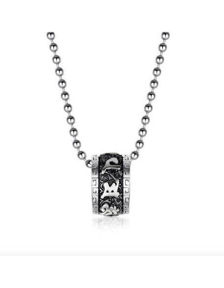 Titanium Steel Buddhist Mantra Necklace - Six True Words Titanium Steel Buddhist Mantra Necklace - Six True Words