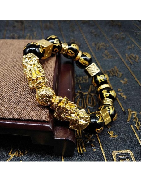 Gold-Plated Double Pixiu Bracelet - Extreme Wealth & Protection Gold-Plated Double Pixiu Bracelet - Extreme Wealth & Protection