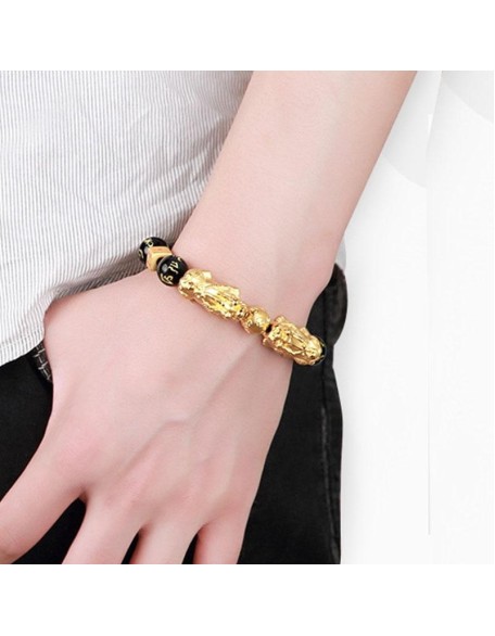 Gold-Plated Double Pixiu Bracelet - Extreme Wealth & Protection Gold-Plated Double Pixiu Bracelet - Extreme Wealth & Protection