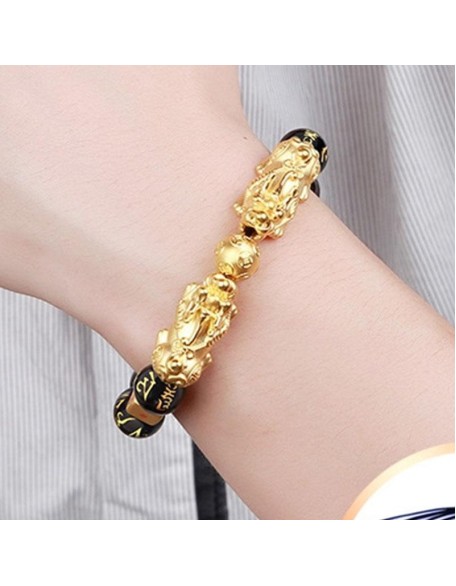 Gold-Plated Double Pixiu Bracelet - Extreme Wealth & Protection Gold-Plated Double Pixiu Bracelet - Extreme Wealth & Protection