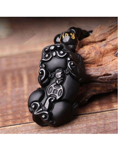 Black Obsidian Pixiu Necklace - Wealth Protection Black Obsidian Pixiu Necklace - Wealth Protection