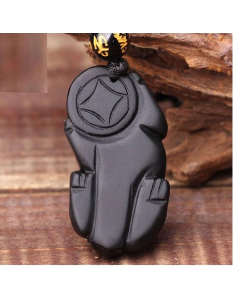 Black Obsidian Pixiu Necklace - Wealth Protection Black Obsidian Pixiu Necklace - Wealth Protection