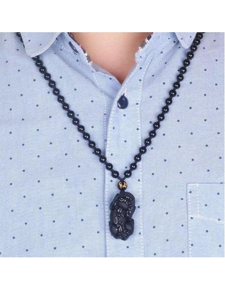 Black Obsidian Pixiu Necklace - Wealth Protection Black Obsidian Pixiu Necklace - Wealth Protection