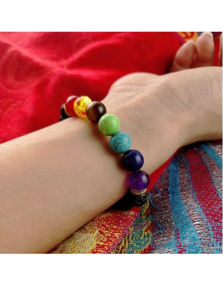 7 Chakra Lava Stone Bracelet - Essential Oil Diffuser 7 Chakra Lava Stone Bracelet - Essential Oil Diffuser
