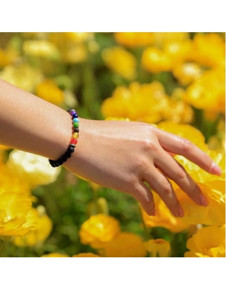 7 Chakra Lava Stone Bracelet - Essential Oil Diffuser 7 Chakra Lava Stone Bracelet - Essential Oil Diffuser