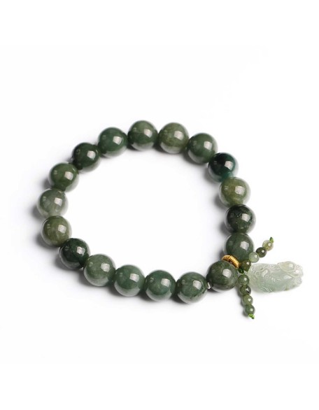 Green Jade Bracelet with Pixiu - Invite Wealth & Calming Energies Green Jade Bracelet with Pixiu - Invite Wealth & Calming Energies