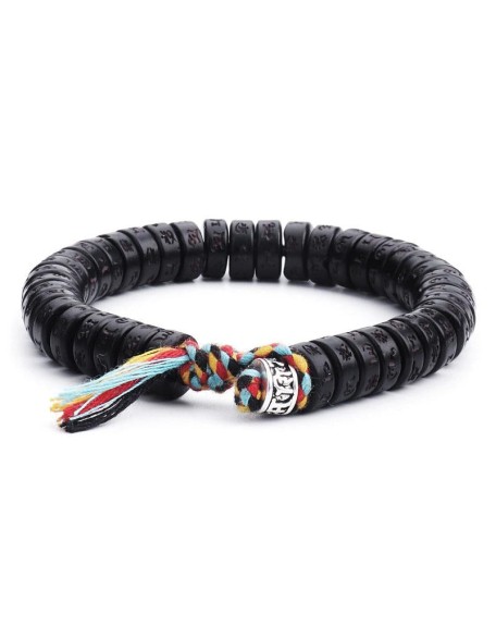 Coconut Shell Beads Bracelet with engraved Mantra - Attract Wisdom & Boost Spiritual Energy Coconut Shell Beads Bracelet with engraved Mantra - Attract Wisdom & Boost Spiritual Energy