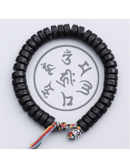 Coconut Shell Beads Bracelet with engraved Mantra - Attract Wisdom & Boost Spiritual Energy Coconut Shell Beads Bracelet with engraved Mantra - Attract Wisdom & Boost Spiritual Energy
