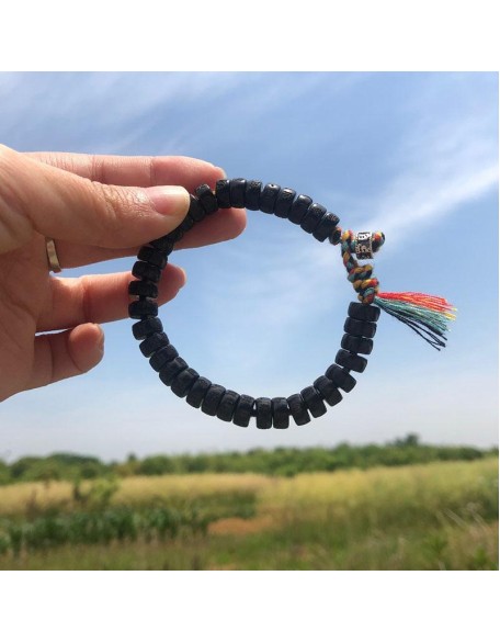 Coconut Shell Beads Bracelet with engraved Mantra - Attract Wisdom & Boost Spiritual Energy Coconut Shell Beads Bracelet with engraved Mantra - Attract Wisdom & Boost Spiritual Energy
