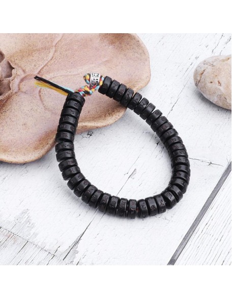 Coconut Shell Beads Bracelet with engraved Mantra - Attract Wisdom & Boost Spiritual Energy Coconut Shell Beads Bracelet with engraved Mantra - Attract Wisdom & Boost Spiritual Energy